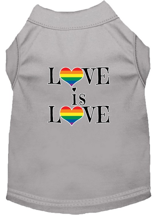 Love is Love Screen Print Dog Shirt Grey Sm